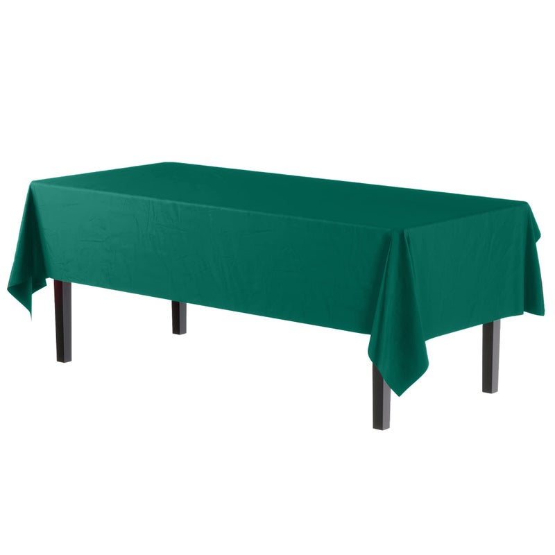 Exquisite 12-Pack Premium Plastic Tablecloth 54in. x 108in. Rectangle Table Cover - Dark Green - Image 2